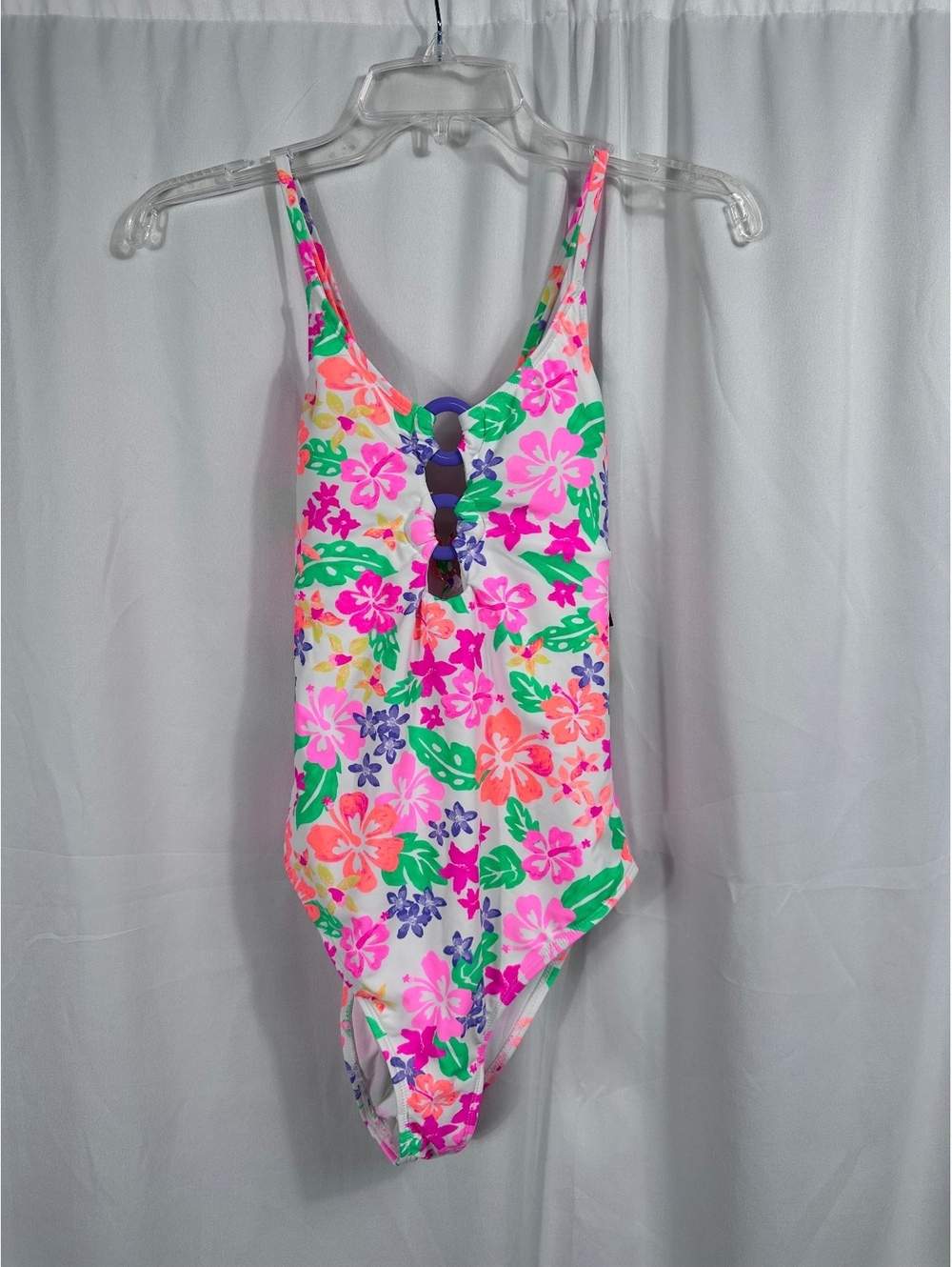 California Waves Floral Multi-Color One-Piece Swimsuit Medium